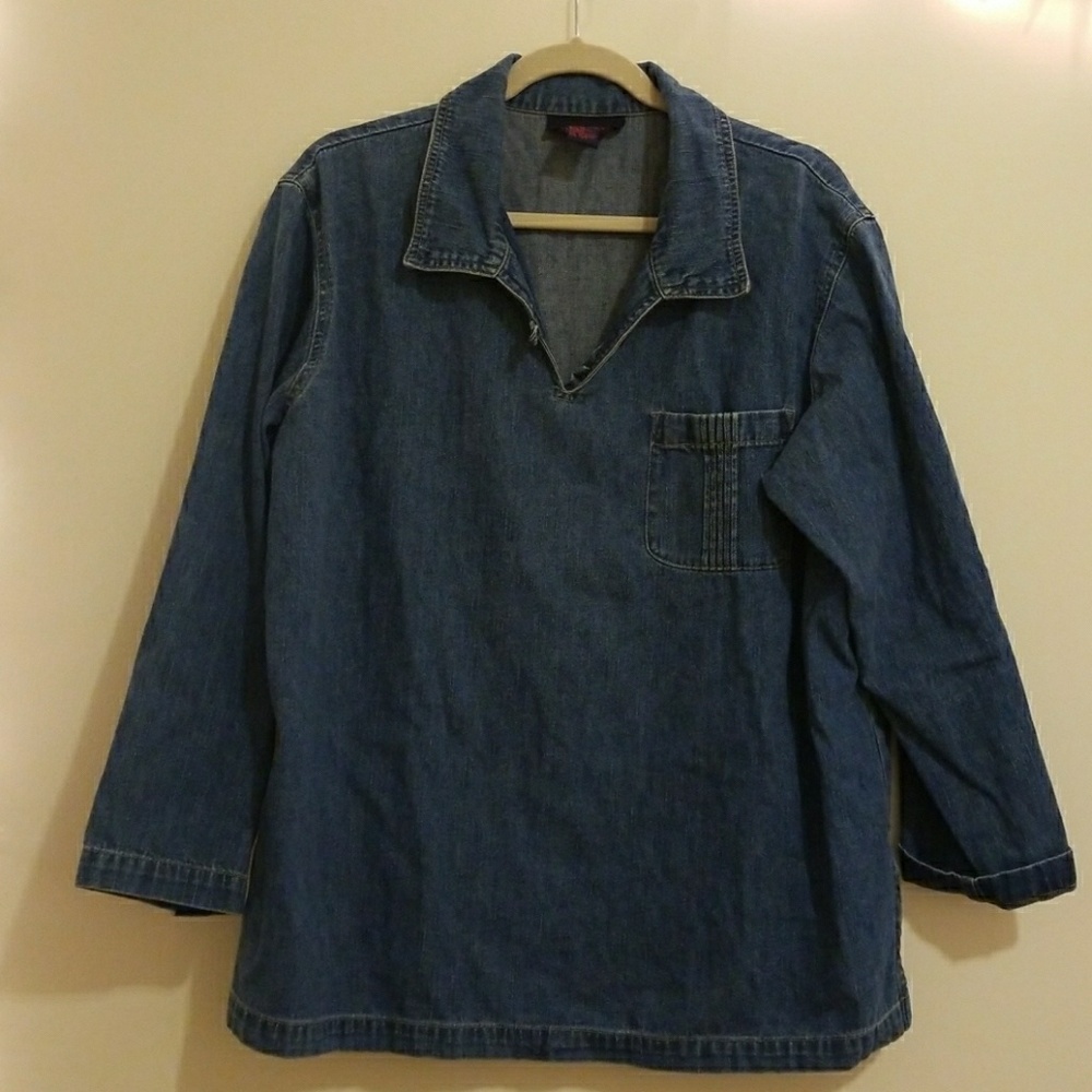 Denim Tunic 3/4 Sleeve Shirt